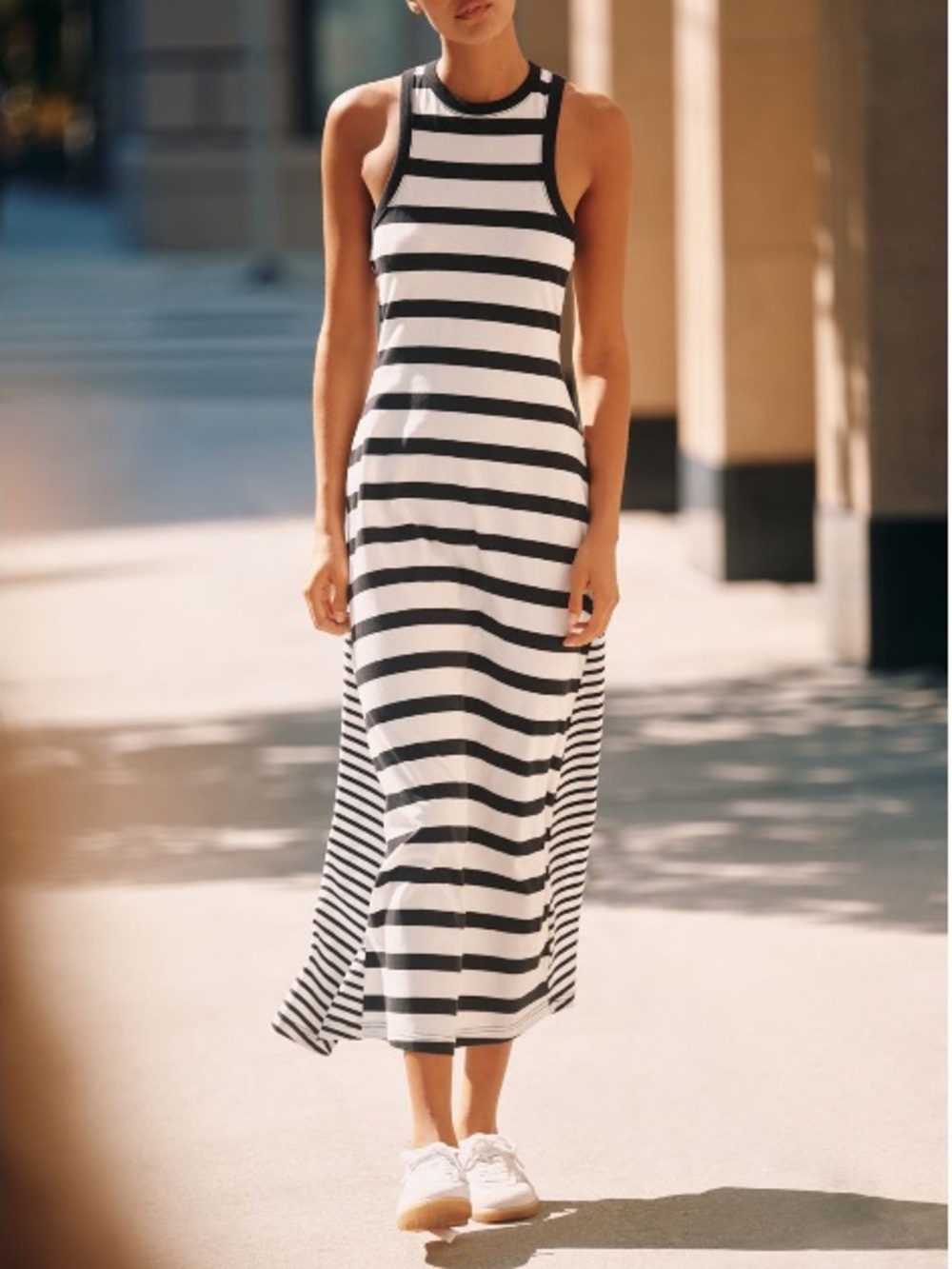 Anthropologie Daily Practice Mixed Print Striped Racerback Maxi Dress